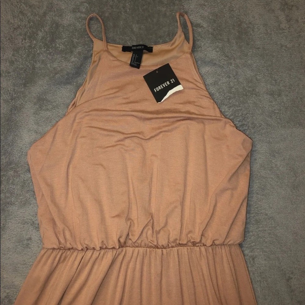 Loose Knee-Length Beige Dress